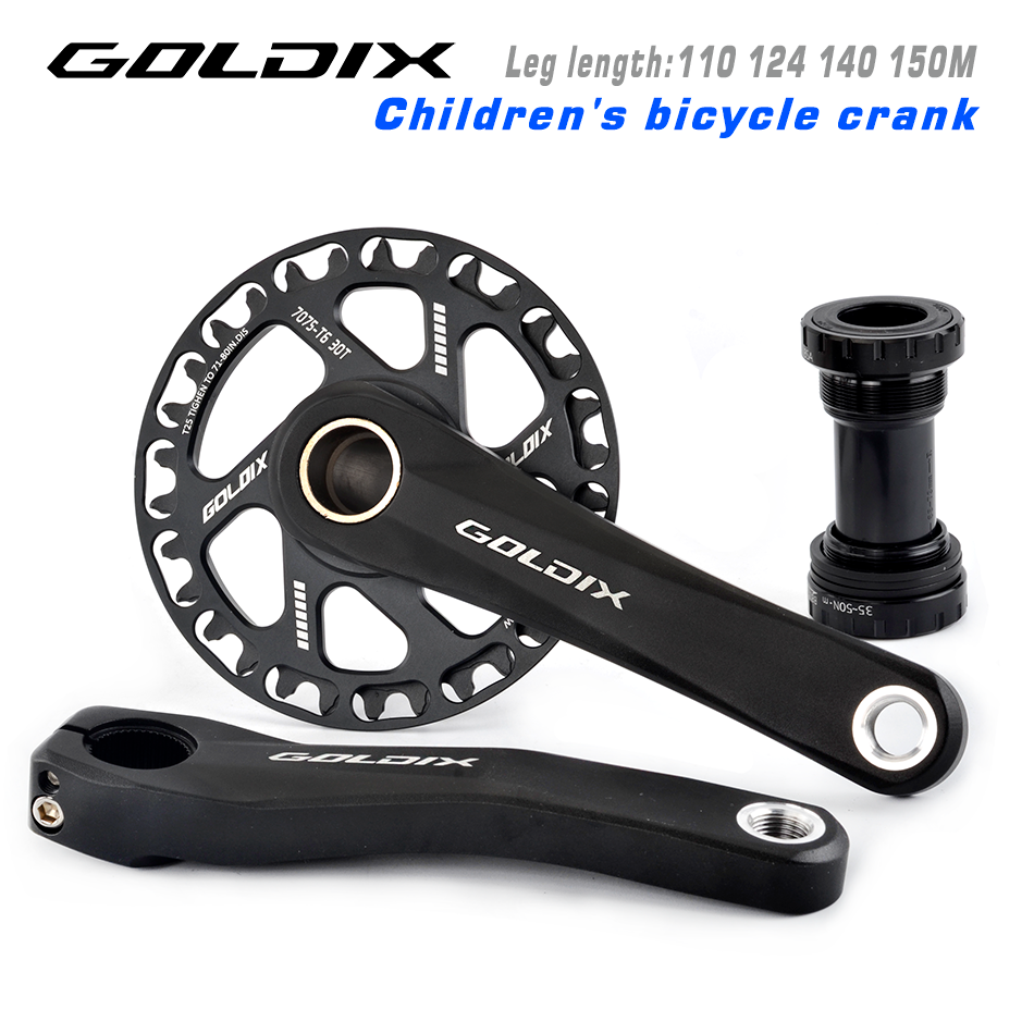 GOLDIX Children Bicycle Crankset 110mm/127mm/140mm/150mm/155mm/160mm Crank MTB Kid Crankset 28T-38T Chainring for Shimano SRAM