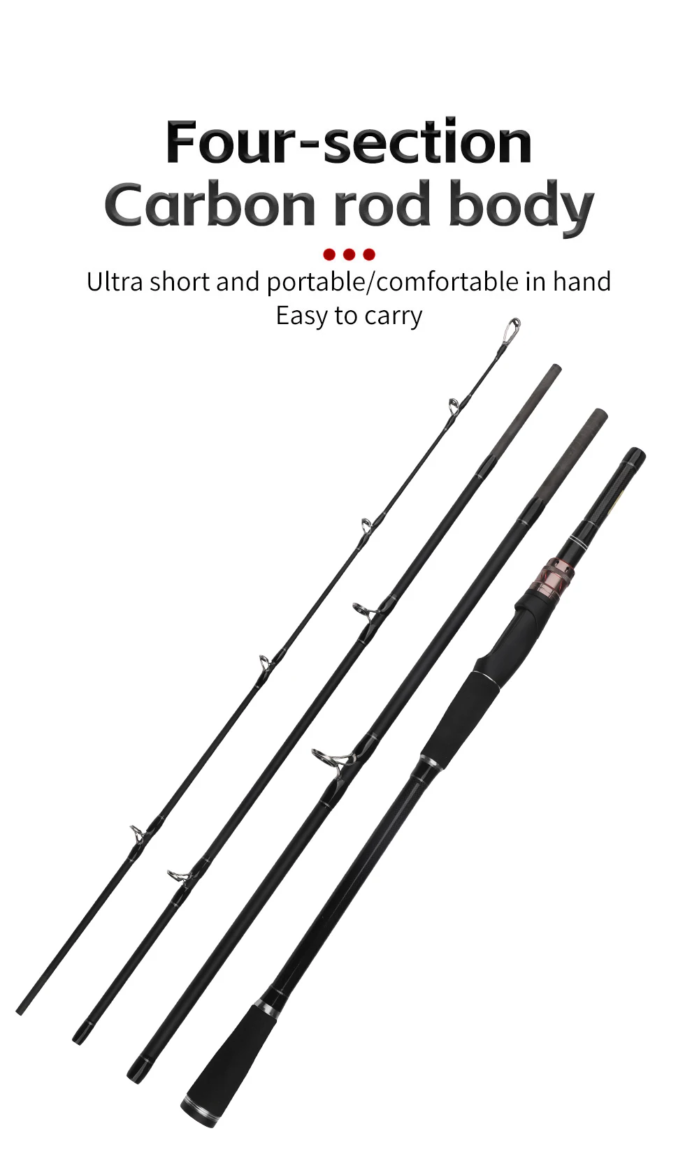 4 Sections Lure Fishing Rod Spinning/Casting Fishing Pole H Power Carbon Fiber Travel Rod Lure Weight 14-35g 1.8M/2.1M