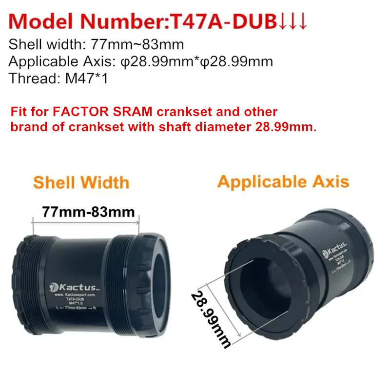 T47A-DUB Bicycle Bottom Bracket 77-83mm Road Mtb 28.99mm Crank Ceramic Central Movement Fit for SRAM dub Bike accessories thread