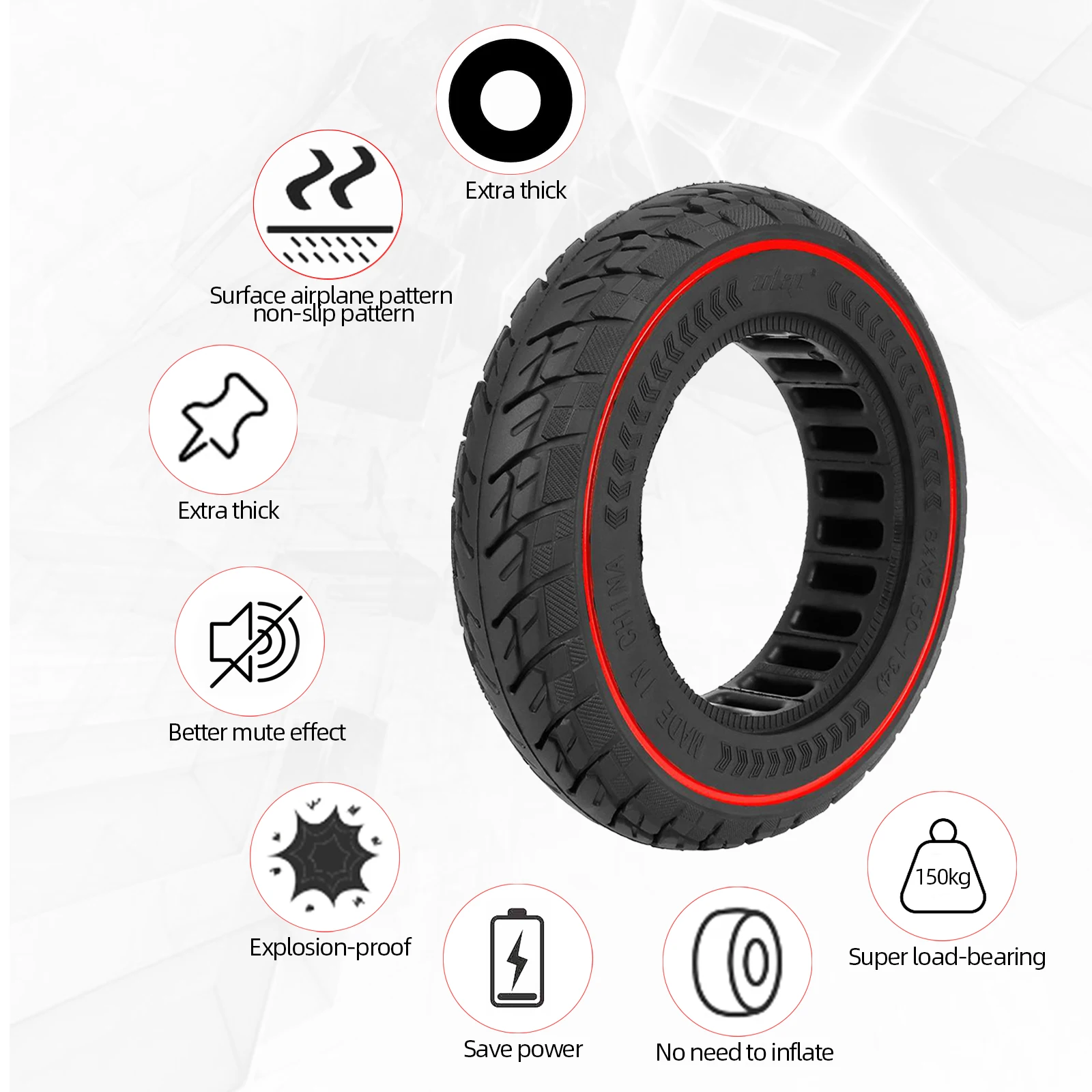 2Pcs 8 1/2x2(50-134) Off-road Solid Tire 8.5x2 Thickened Anti-puncture Tyre For VSETT 8 9 & 9+/ZERO 8 9/Inokim Light 2 Scooter