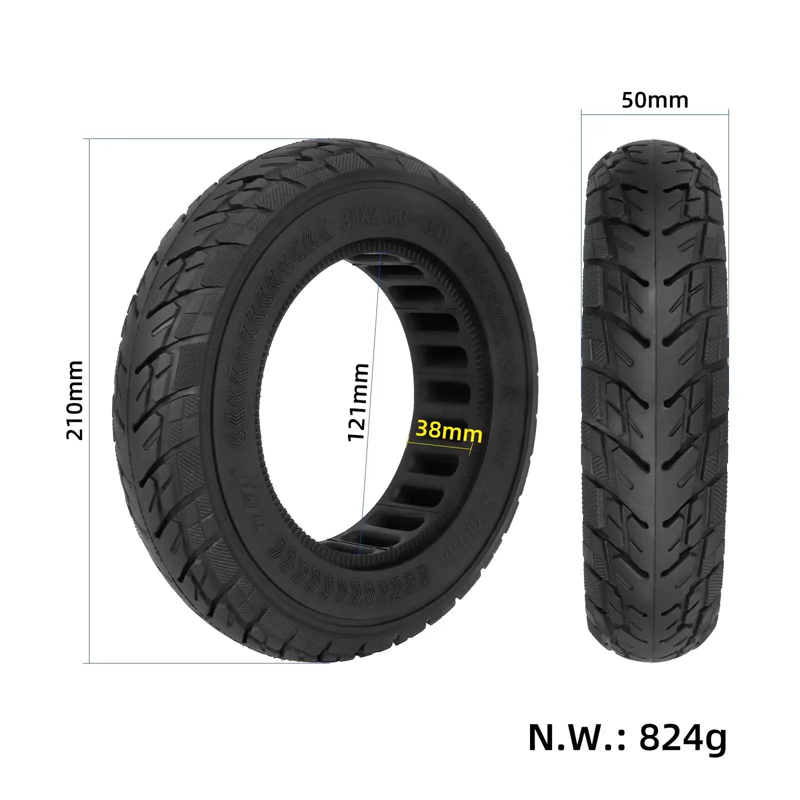 2Pcs 8 1/2x2(50-134) Off-road Solid Tire 8.5x2 Thickened Anti-puncture Tyre For VSETT 8 9 & 9+/ZERO 8 9/Inokim Light 2 Scooter