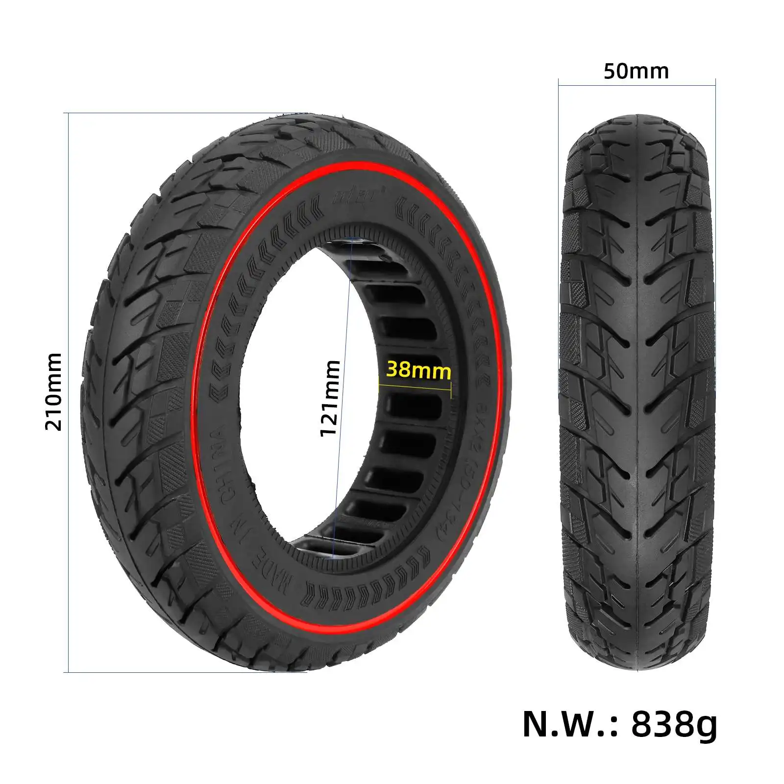 2Pcs 8 1/2x2(50-134) Off-road Solid Tire 8.5x2 Thickened Anti-puncture Tyre For VSETT 8 9 & 9+/ZERO 8 9/Inokim Light 2 Scooter