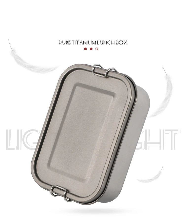 800ml/1200ml Healthy Titanium Alloy Portable Bento Dinner Box Leak-Proof Lunch Box Rectangle Food Storage Containers TitaniumBox