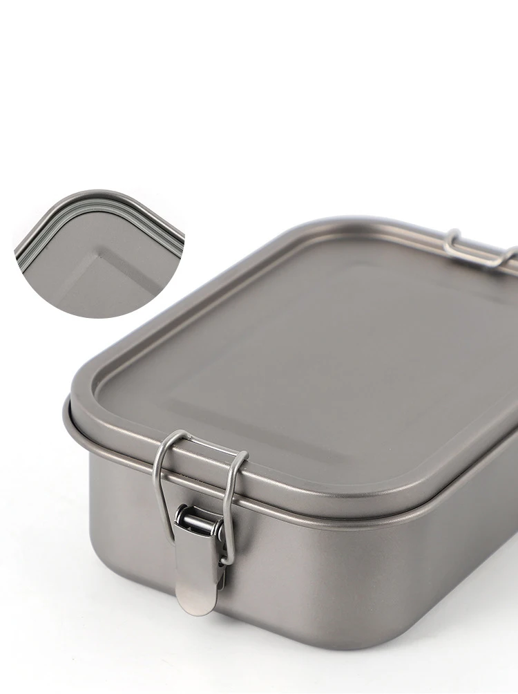 800ml/1200ml Healthy Titanium Alloy Portable Bento Dinner Box Leak-Proof Lunch Box Rectangle Food Storage Containers TitaniumBox