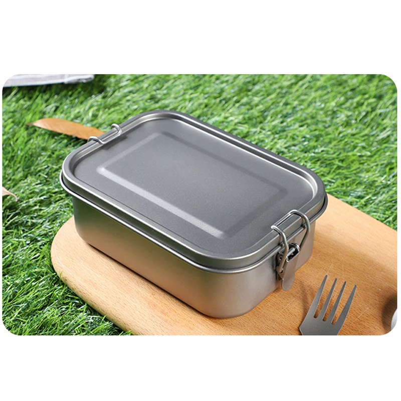 800ml/1200ml Healthy Titanium Alloy Portable Bento Dinner Box Leak-Proof Lunch Box Rectangle Food Storage Containers TitaniumBox