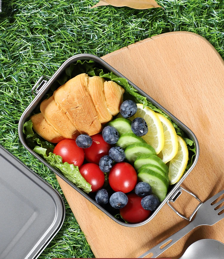 800ml/1200ml Healthy Titanium Alloy Portable Bento Dinner Box Leak-Proof Lunch Box Rectangle Food Storage Containers TitaniumBox