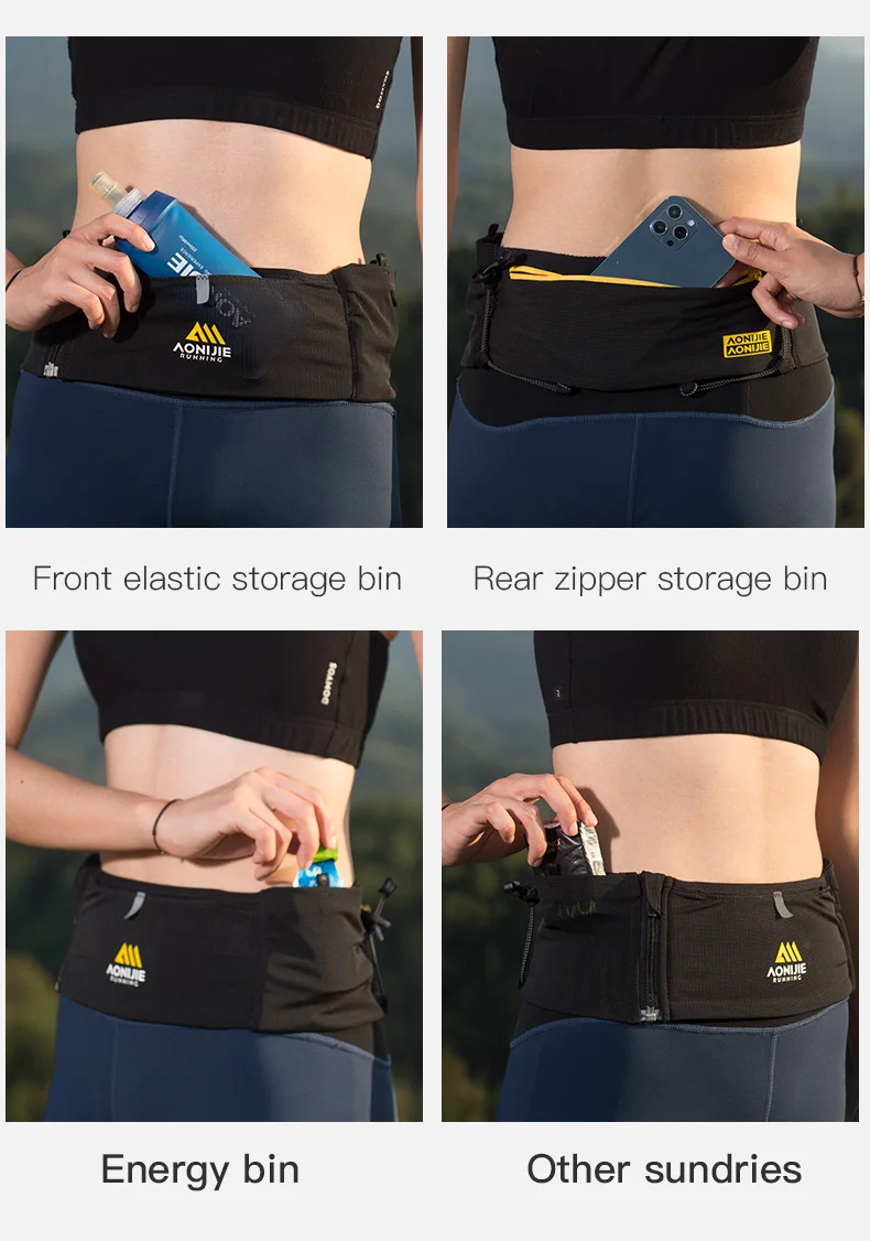 AONIJIE W8122 Multifunctional Outdoor Sports Zipper Running Waist Pack Lightweight Travel Fanny Suitable for Pocket Key Wallet