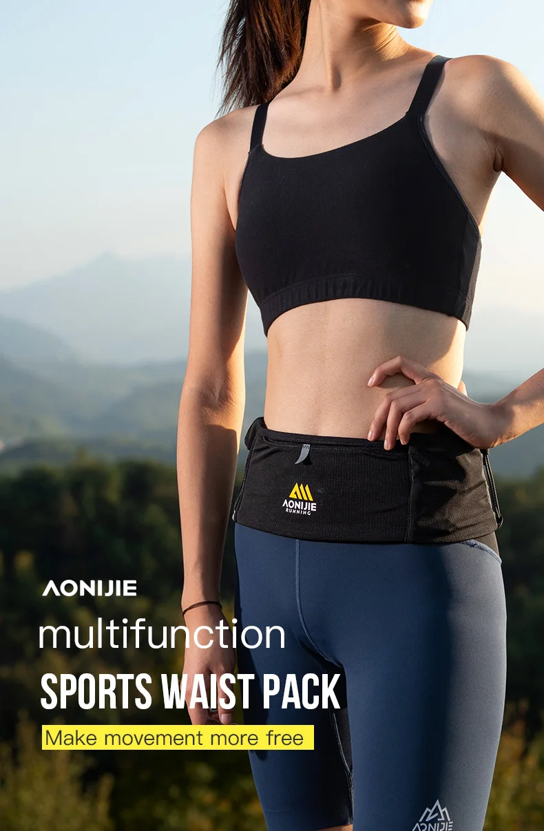 AONIJIE W8122 Multifunctional Outdoor Sports Zipper Running Waist Pack Lightweight Travel Fanny Suitable for Pocket Key Wallet