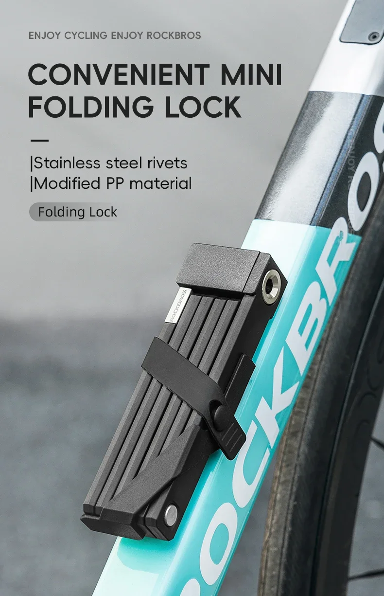 ROCKBROS Folding Bicycle Lock Motorcycle MTB Road Bike Lock High Security Anti Theft Scooter Electric E-Bike Bicycle Accessories