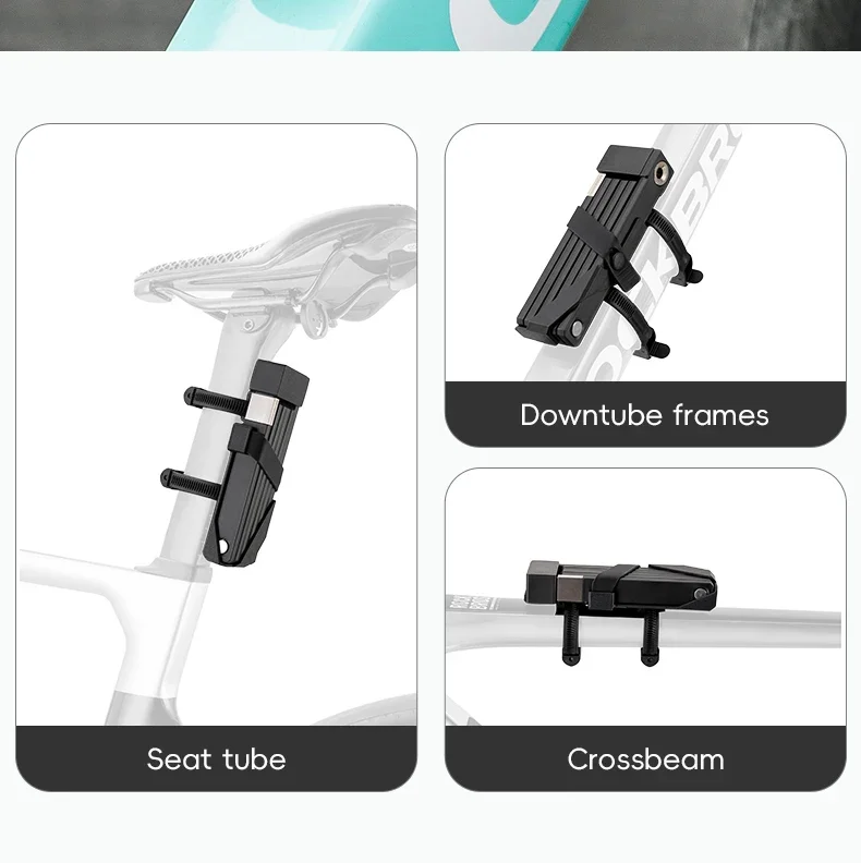 ROCKBROS Folding Bicycle Lock Motorcycle MTB Road Bike Lock High Security Anti Theft Scooter Electric E-Bike Bicycle Accessories