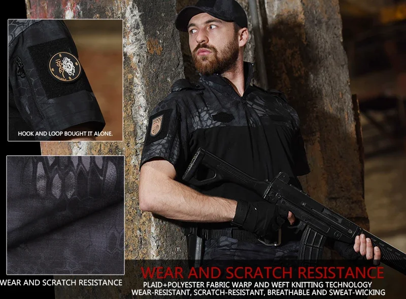 Airsoft Climbing Shirt Camouflage Short Sleeve Hiking Tactical T-shirt Safari Men Working Clothing Combat Shirts Hunting Tee