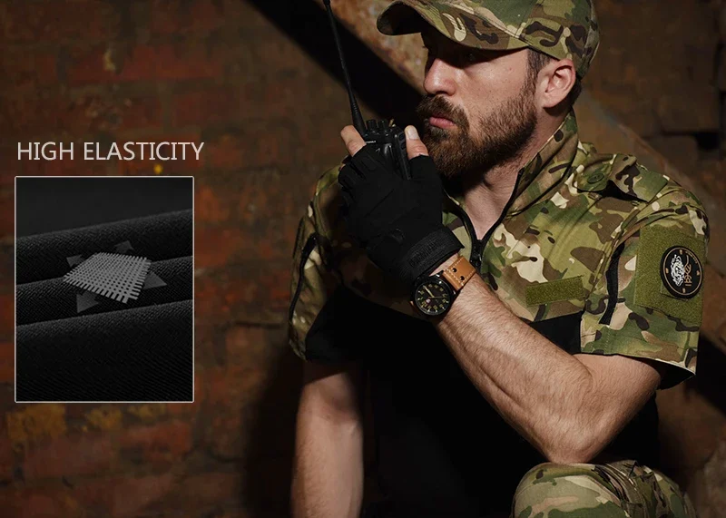 Airsoft Climbing Shirt Camouflage Short Sleeve Hiking Tactical T-shirt Safari Men Working Clothing Combat Shirts Hunting Tee