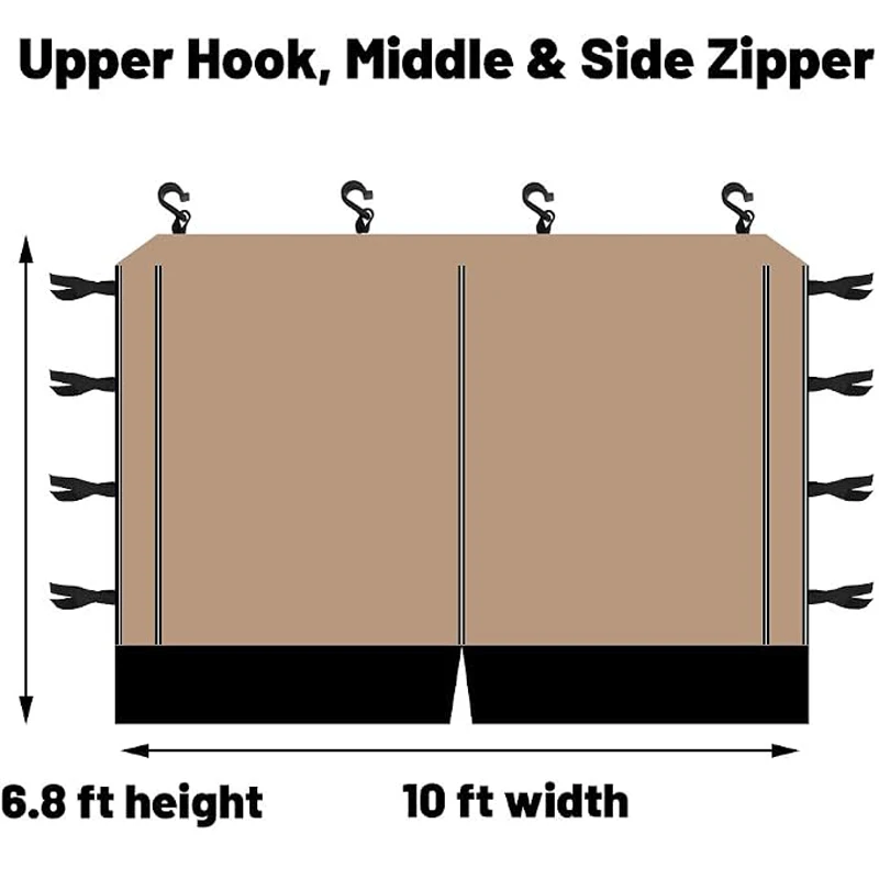 10x10 Canopy Tent Double Layer Sidewalls with Zipper Gazebo Sun Shading Mesh Side Wall Sun Protection Waterproof