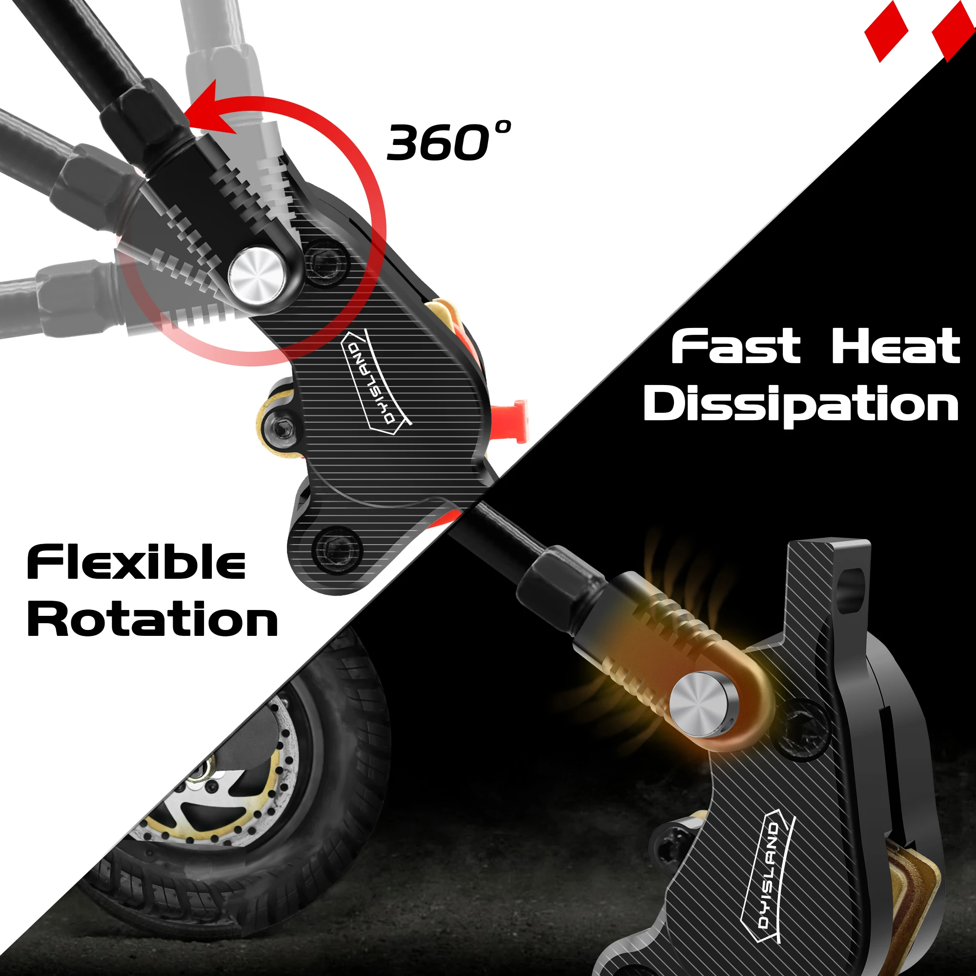 DYISLAND LD210 Electirc Scooter Hydraulic Disc Brake 2PIN Power Off E-Scooter Brake for Kukirin KUGOO Dualtron Kaabo Mantis
