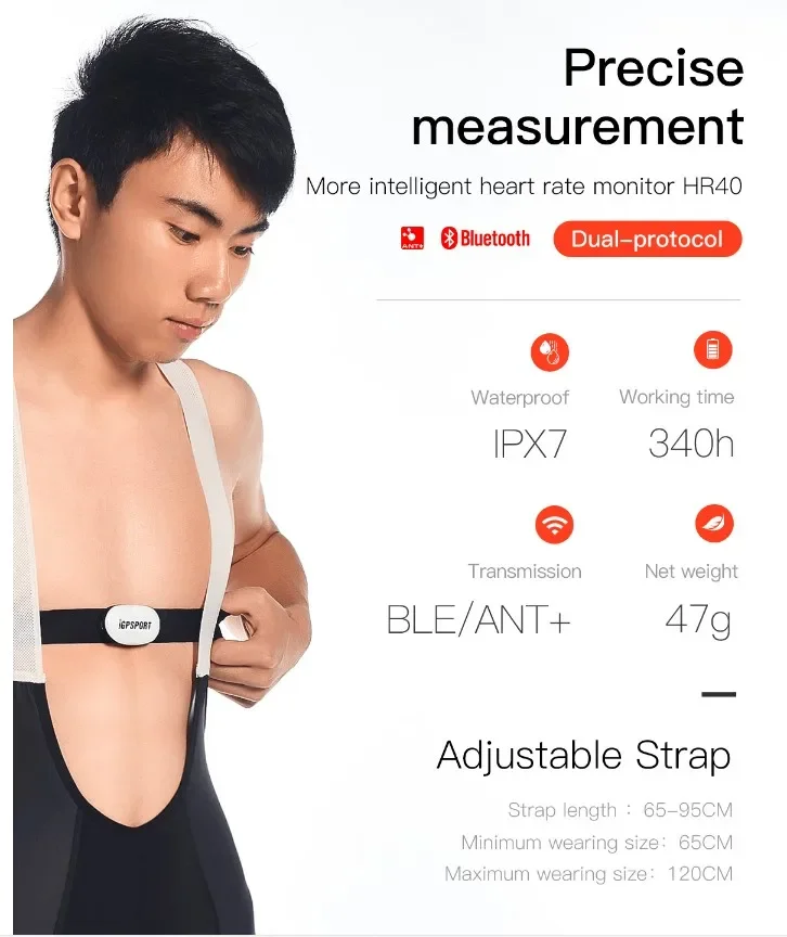 IGPSPORT IGS Heart Rate Sensor Bicycle Bike Computer Heart Rate Monitor Sensor HR40 HR40BK IPX7 Waterproof Bike Accessories