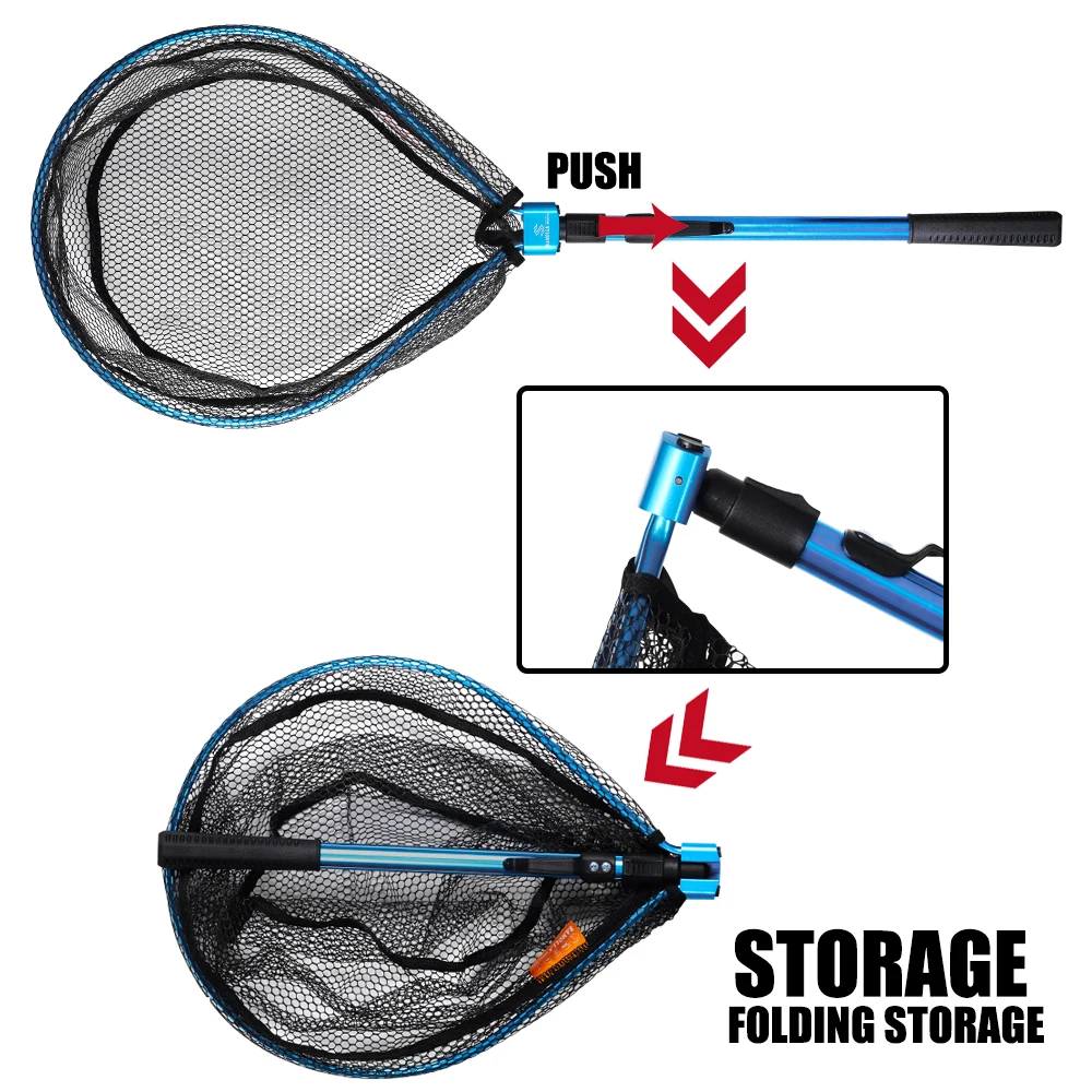 Ultralight 90x35cm Portable Foldable Fishing Net Fast Folding Fly Fishing Hand Nets Lightweight Landing Fish Casting Network