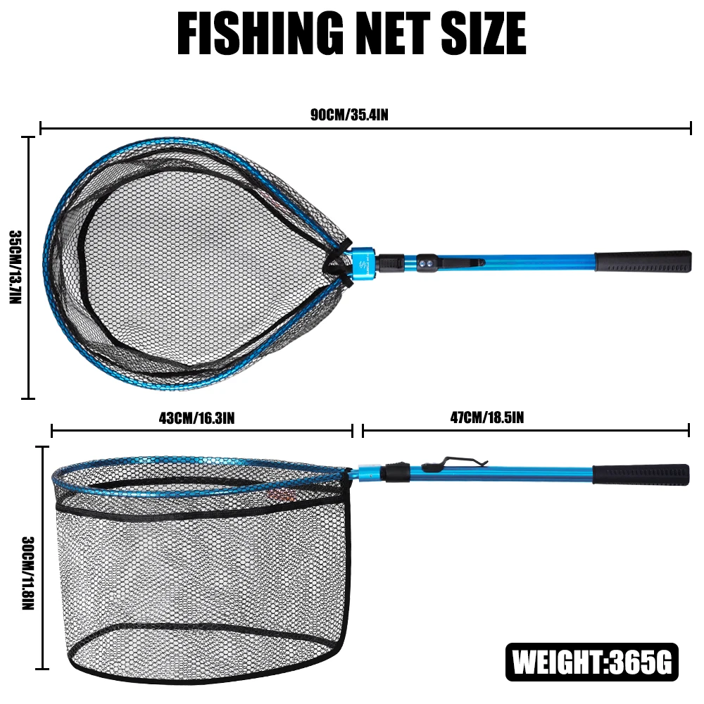 Ultralight 90x35cm Portable Foldable Fishing Net Fast Folding Fly Fishing Hand Nets Lightweight Landing Fish Casting Network