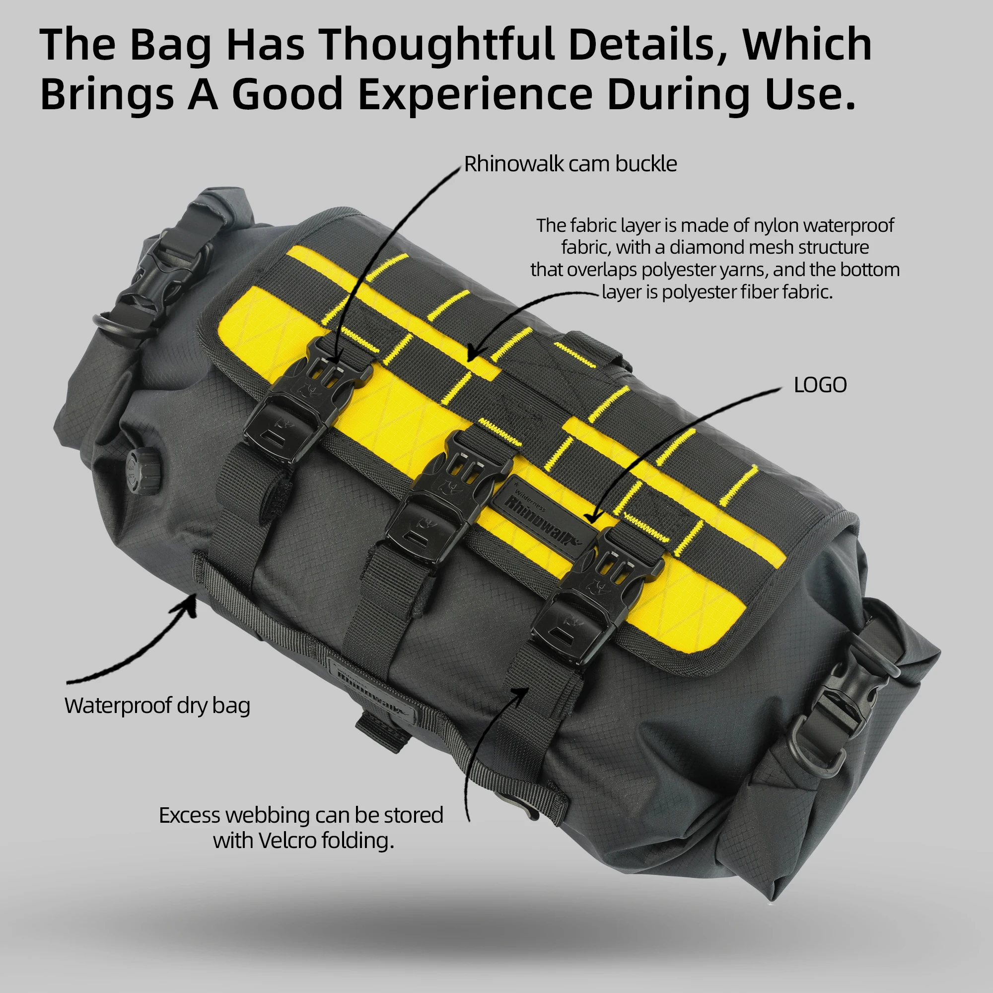 Rhinowalk Bicycle Handlebar Bag 8L-13L Waterproof Bike Front Tube Cycling Removable Dry Bag Mounts Set Fit Mtb Road Gravel Bike
