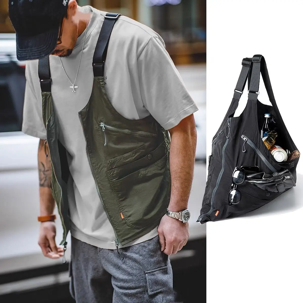 Loose Fashionable Pocket Vest Fishing Jacket Men's Outdoor Fapanese Workwear Functional American Vest Suspender Summer