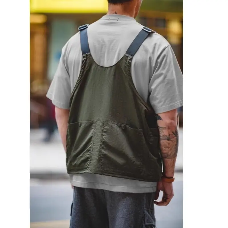 Loose Fashionable Pocket Vest Fishing Jacket Men's Outdoor Fapanese Workwear Functional American Vest Suspender Summer