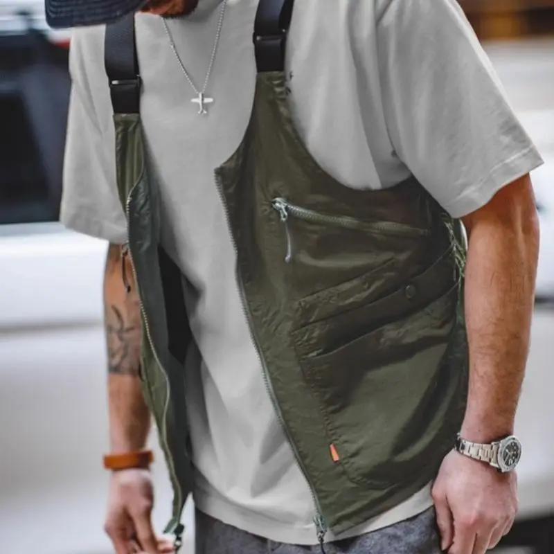 Loose Fashionable Pocket Vest Fishing Jacket Men's Outdoor Fapanese Workwear Functional American Vest Suspender Summer
