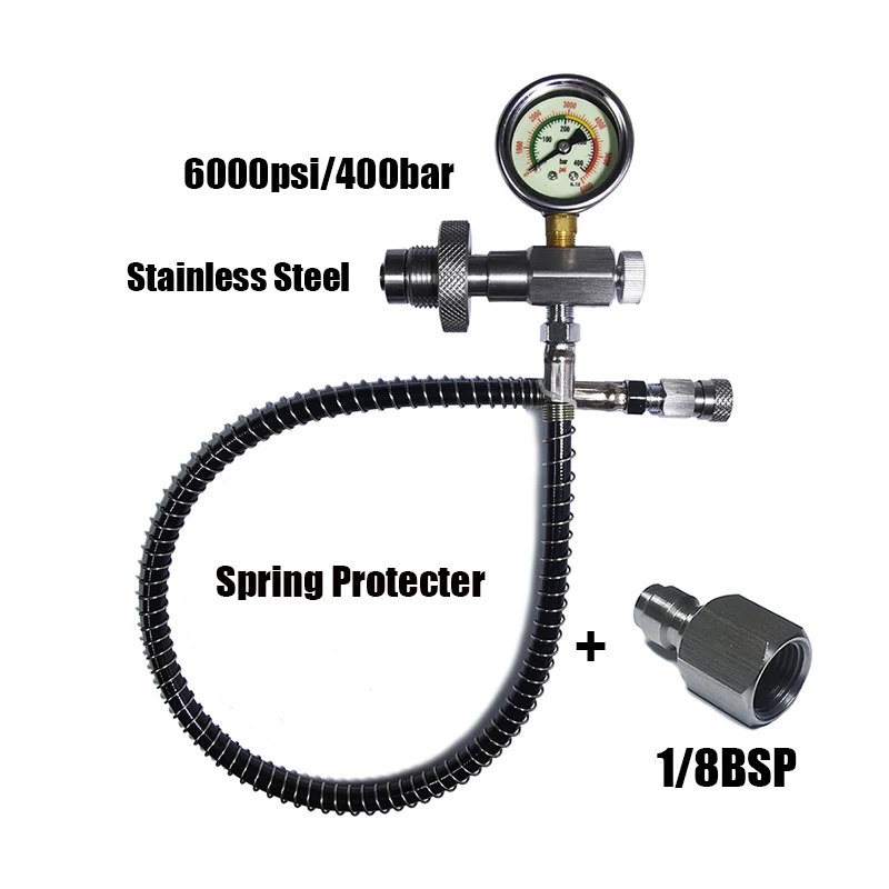 HPA Scuba HP Air Fill Station Refill Filling Connector Adapter DIN Big Gas Tank To Small Cylinder Bottle G5/8 Stainless Steel