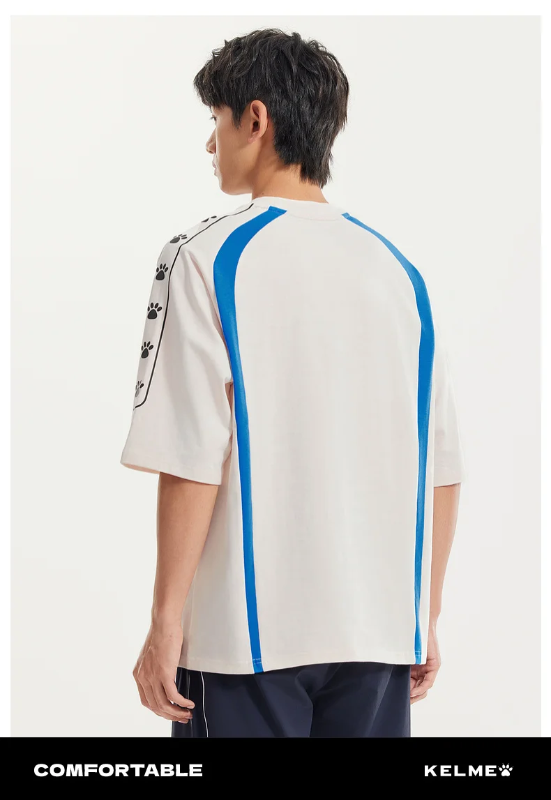 KELME Soccer Retro Culture Shirt Men's Trendy Fashion Short Sleeve Sports Casual Top