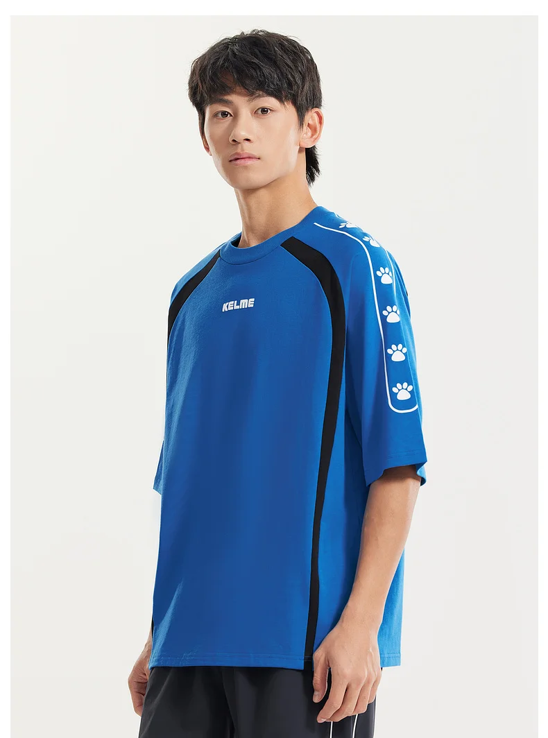 KELME Soccer Retro Culture Shirt Men's Trendy Fashion Short Sleeve Sports Casual Top