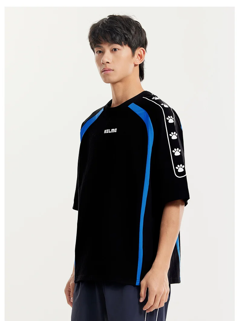 KELME Soccer Retro Culture Shirt Men's Trendy Fashion Short Sleeve Sports Casual Top