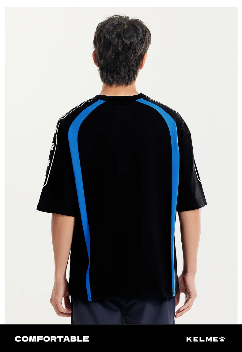KELME Soccer Retro Culture Shirt Men's Trendy Fashion Short Sleeve Sports Casual Top
