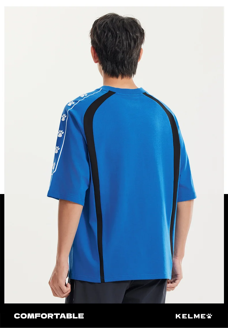 KELME Soccer Retro Culture Shirt Men's Trendy Fashion Short Sleeve Sports Casual Top