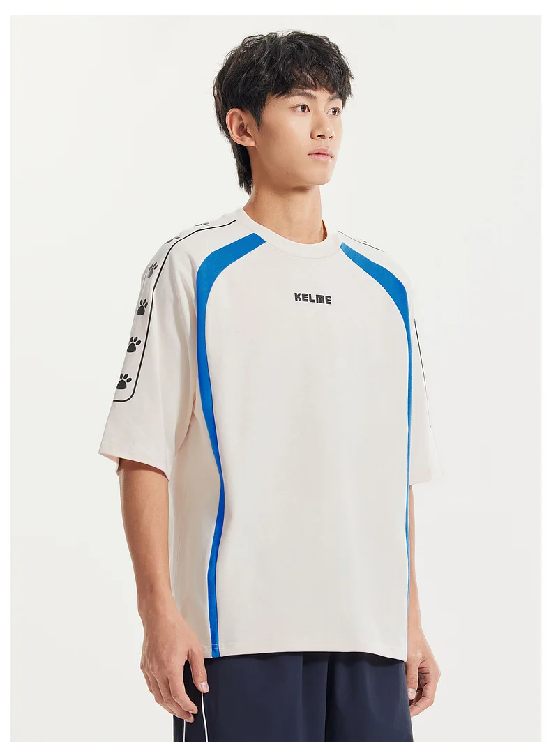 KELME Soccer Retro Culture Shirt Men's Trendy Fashion Short Sleeve Sports Casual Top