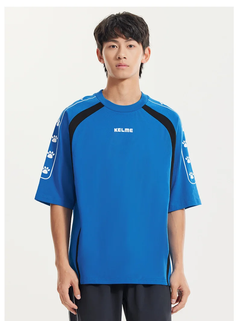 KELME Soccer Retro Culture Shirt Men's Trendy Fashion Short Sleeve Sports Casual Top