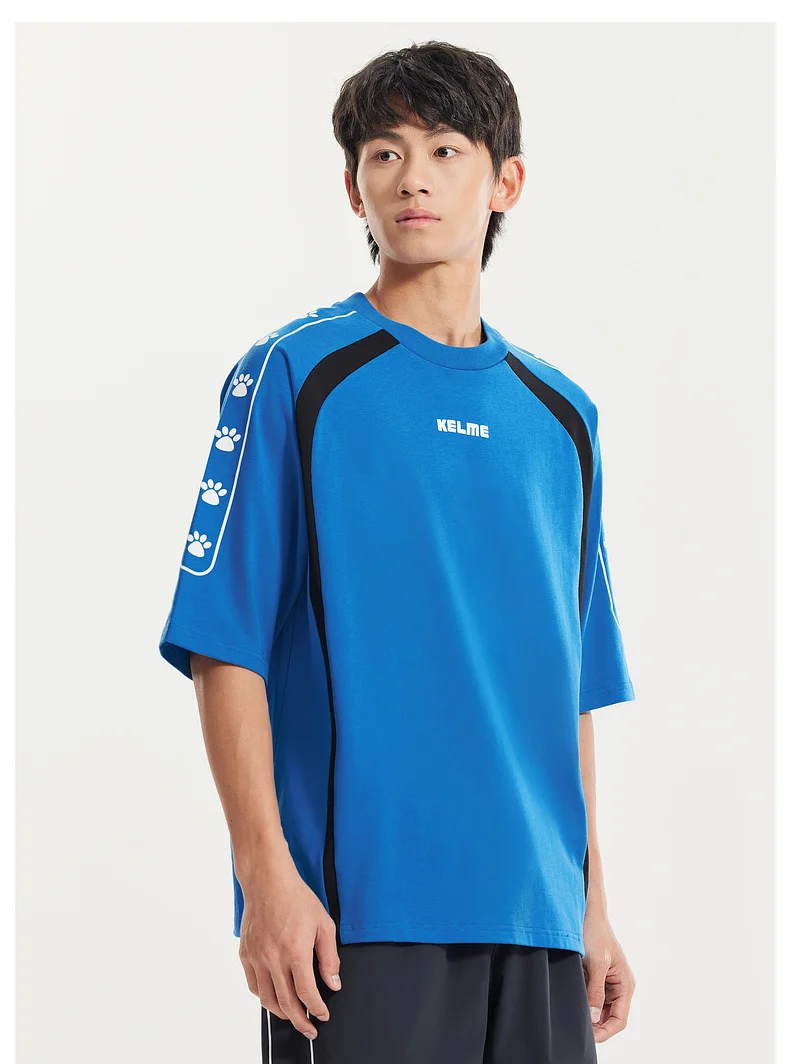 KELME Soccer Retro Culture Shirt Men's Trendy Fashion Short Sleeve Sports Casual Top