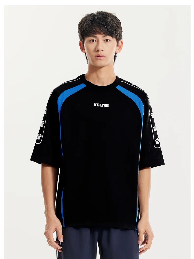 KELME Soccer Retro Culture Shirt Men's Trendy Fashion Short Sleeve Sports Casual Top