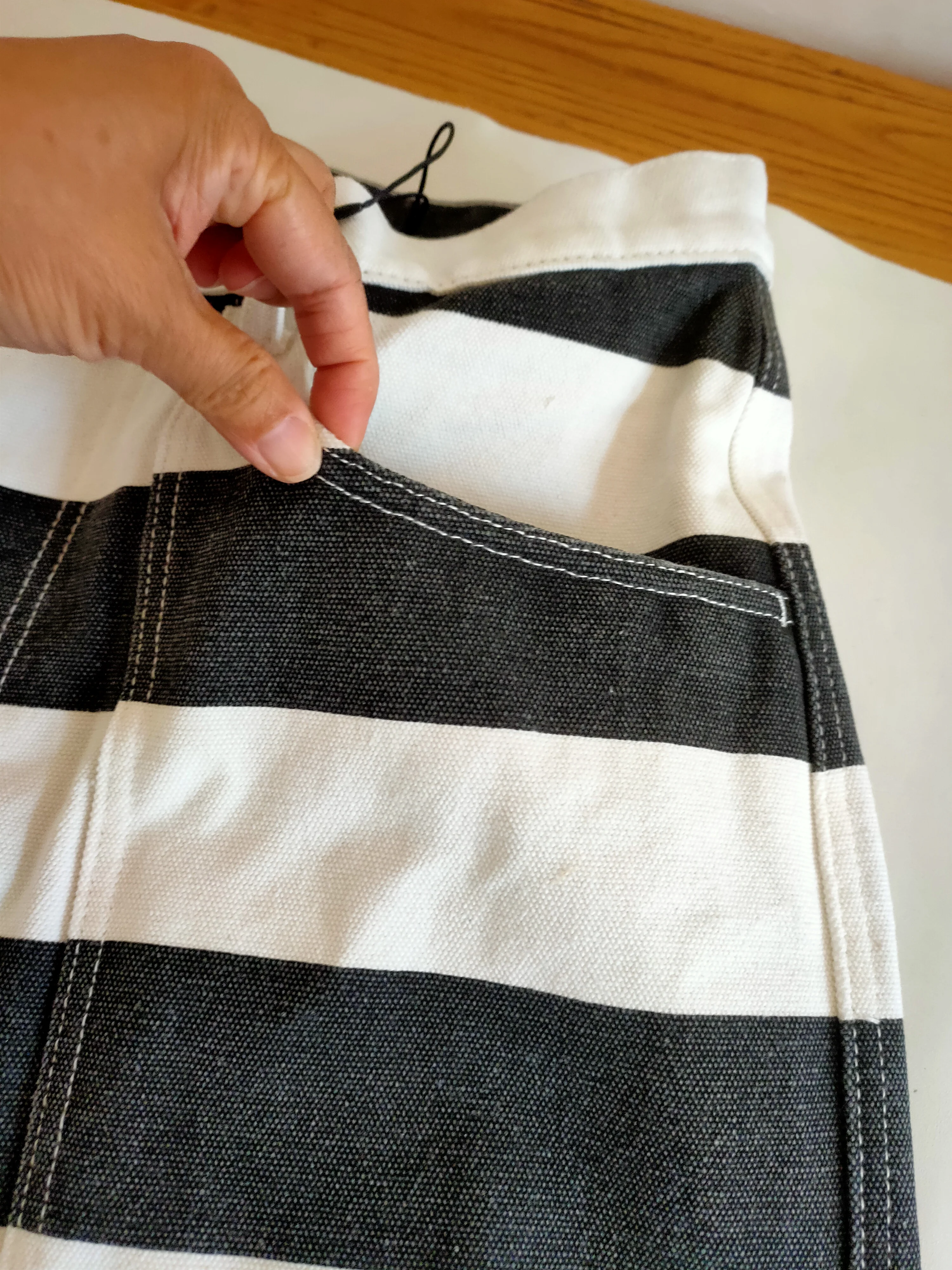 OKONKWO-Heavy Duty Striped Work Longs Thick Canvas Rock Motorcycle Trousers Outdoor Camping, Prison Uniform Knight Pants 16oz