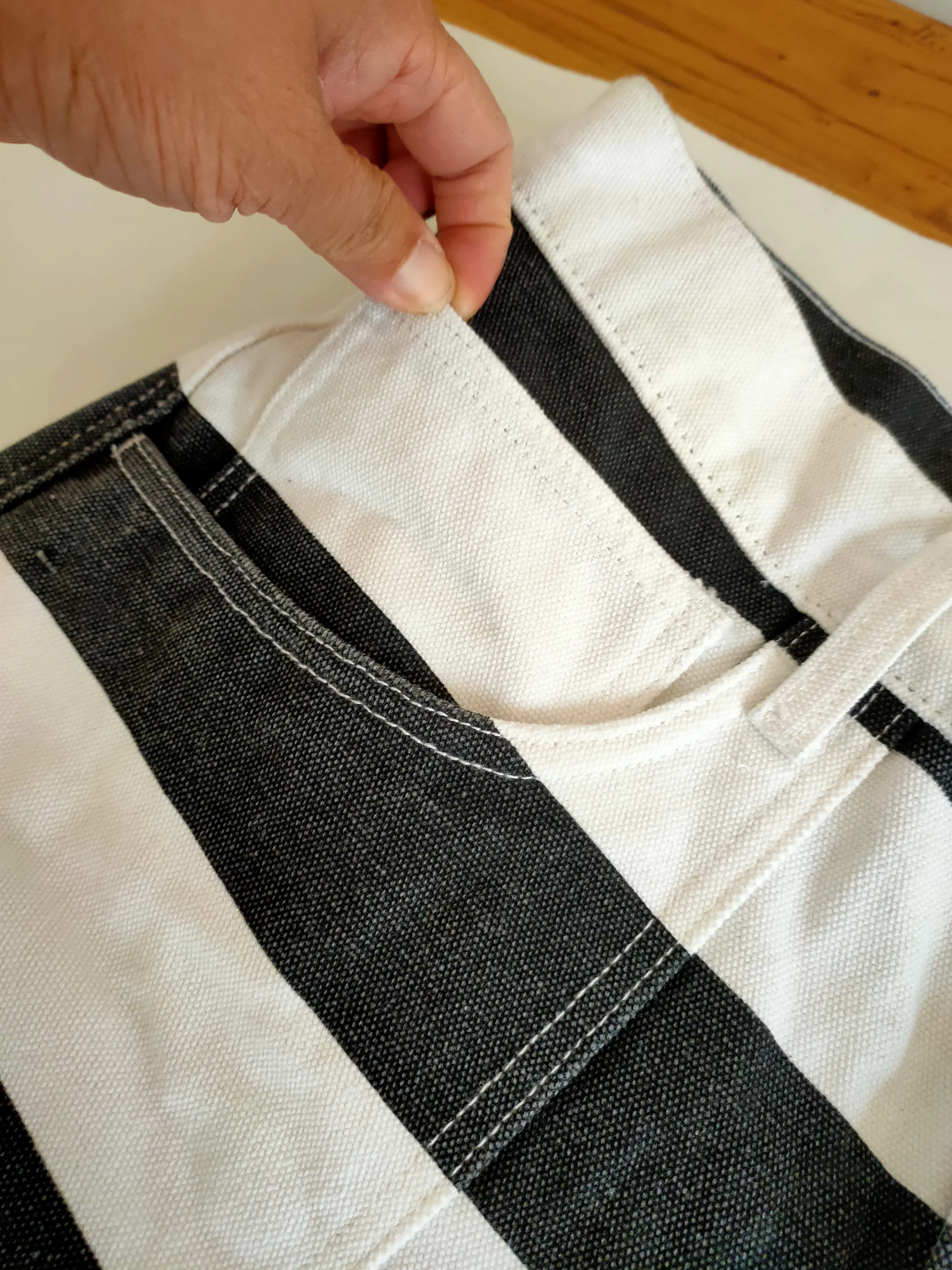 OKONKWO-Heavy Duty Striped Work Longs Thick Canvas Rock Motorcycle Trousers Outdoor Camping, Prison Uniform Knight Pants 16oz