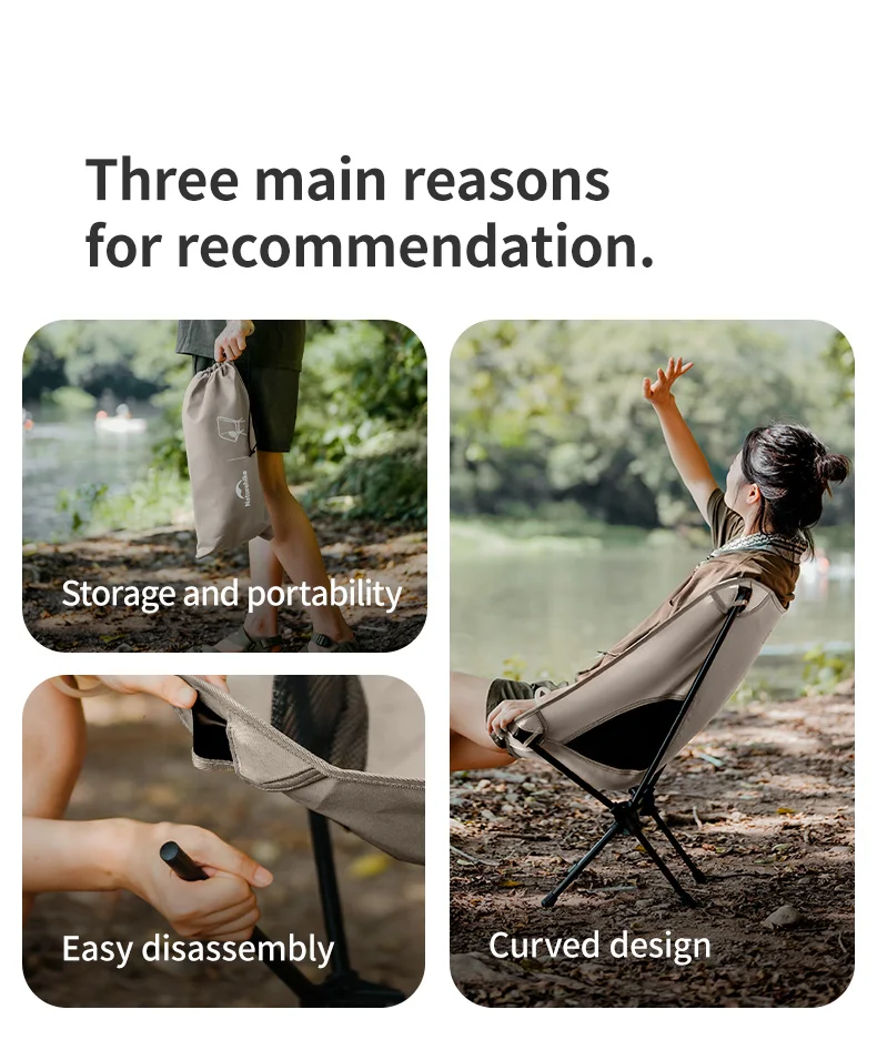 Naturehike Portable Folding Chair With Storage Bag Outdoor Lounge Chairs Lightweight Camping Picnic BBQ Fishing Widen Chairs