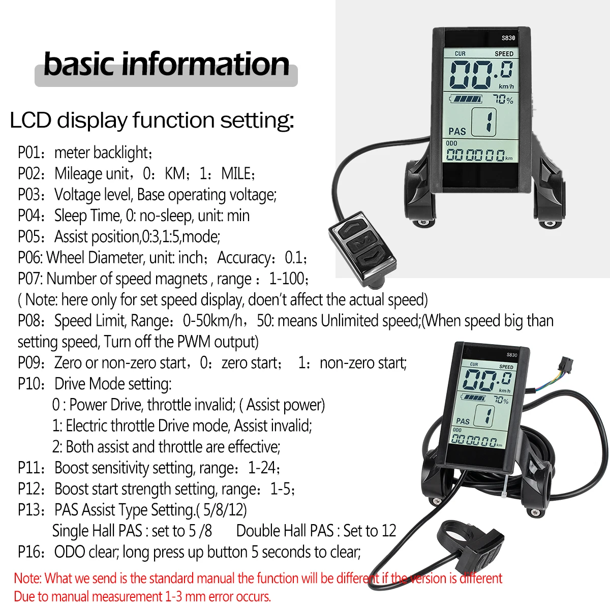 LCD S830 Display E-bike Accessories Parts Brushless Controller for E-Car E-Scooter Electric Bicycle Support USB Charging