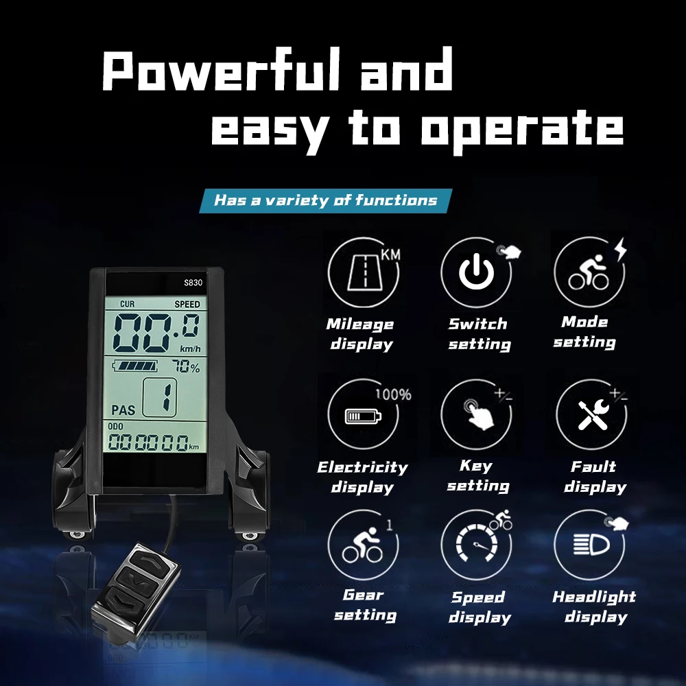 LCD S830 Display E-bike Accessories Parts Brushless Controller for E-Car E-Scooter Electric Bicycle Support USB Charging