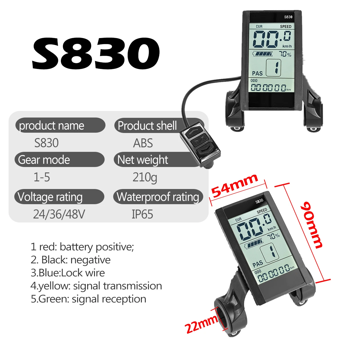 LCD S830 Display E-bike Accessories Parts Brushless Controller for E-Car E-Scooter Electric Bicycle Support USB Charging