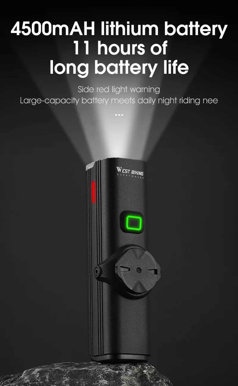 WEST BIKING Quick Release Hoisting Bicycle Light 1000LM High Bright Bike Headlight Type-C Charging Portable Cycling Flashlight