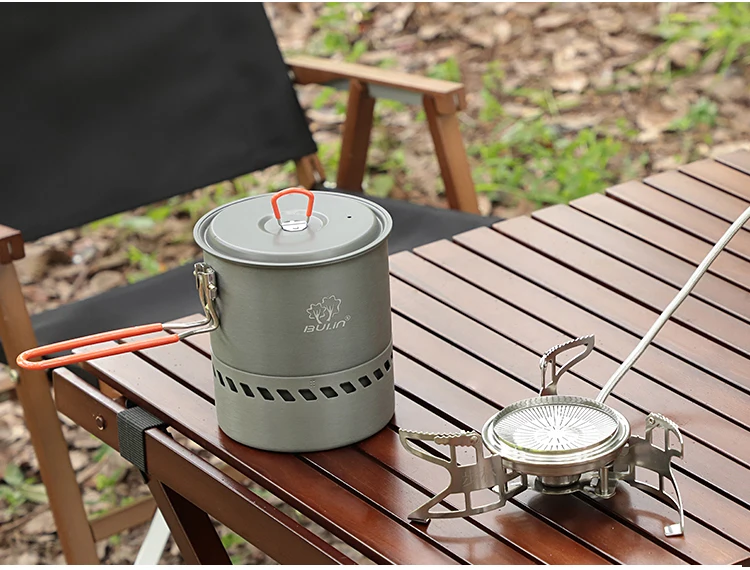 Bulin Outdoor Gas Stove Folding Cooking Furnace Camp Cookware Split Gas Furnace Stove for Camping Hiking Picnic with Pot
