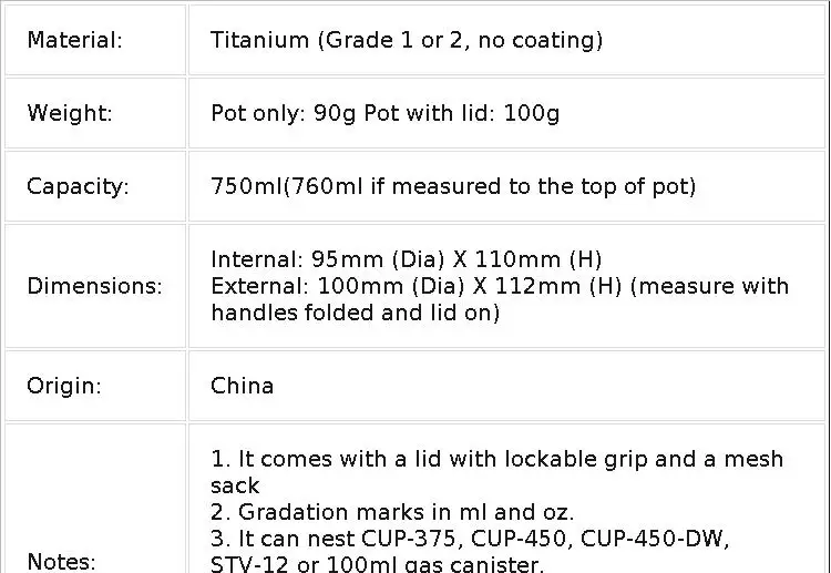 TOAKS Titanium 750ml Pot