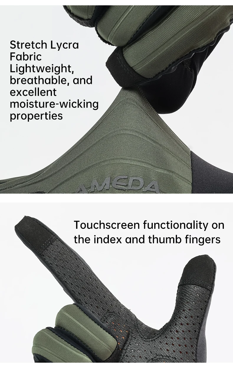 LAMEDA Professional MTB Cycling Gloves Spring Bicycle Gloves Touchscreen Shock Gel Pad Full Finger Road Bike Gloves Accessories