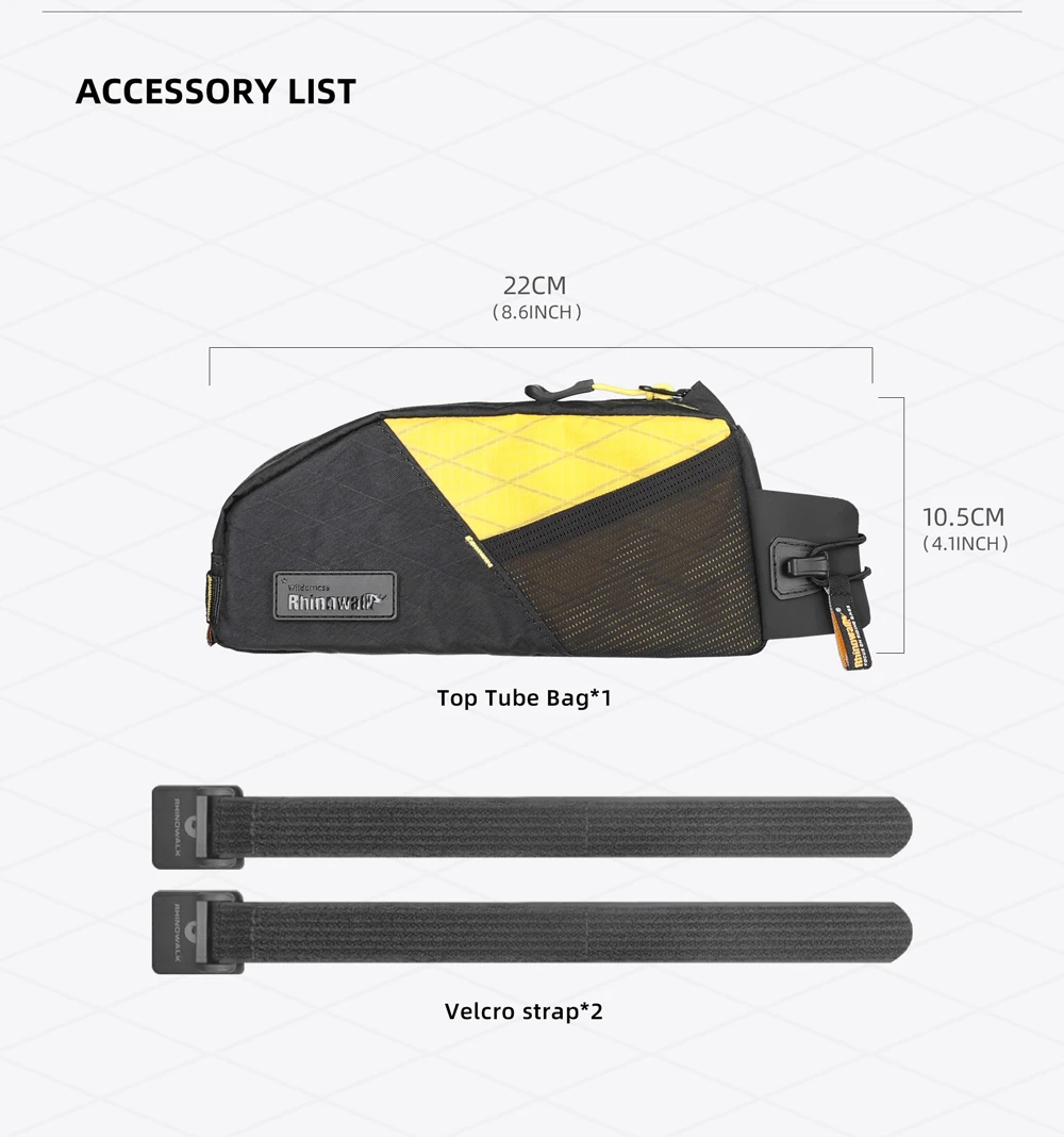 Rhinowalk Bike Top Tube Bag 1.2L/2.1L Water-Resistant Cycling Storage Luggage For MTB&Road Bike Packing Fit Larger Frame Length