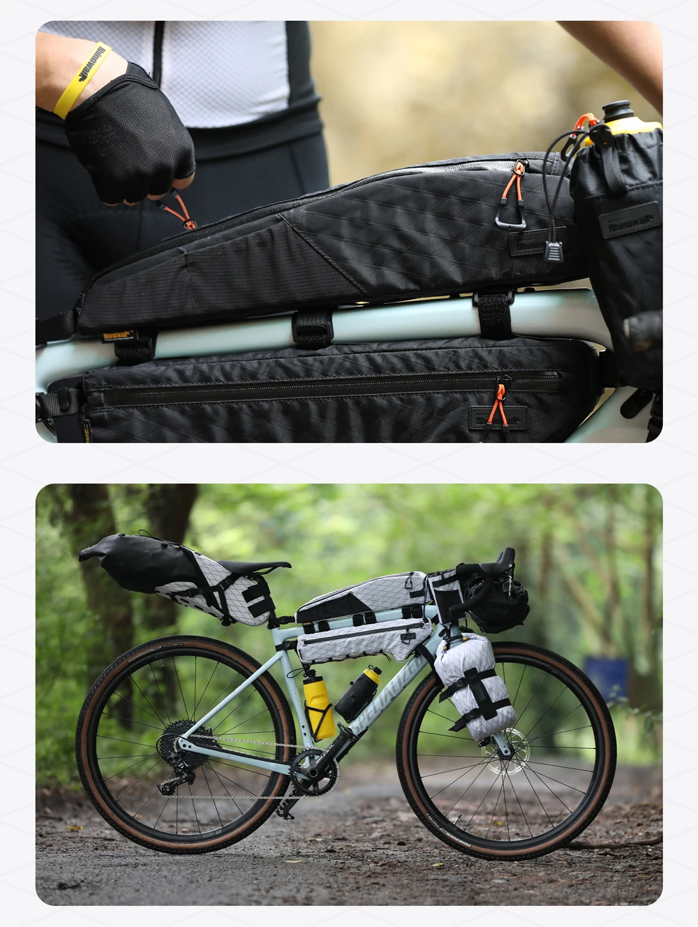 Rhinowalk Bike Top Tube Bag 1.2L/2.1L Water-Resistant Cycling Storage Luggage For MTB&Road Bike Packing Fit Larger Frame Length