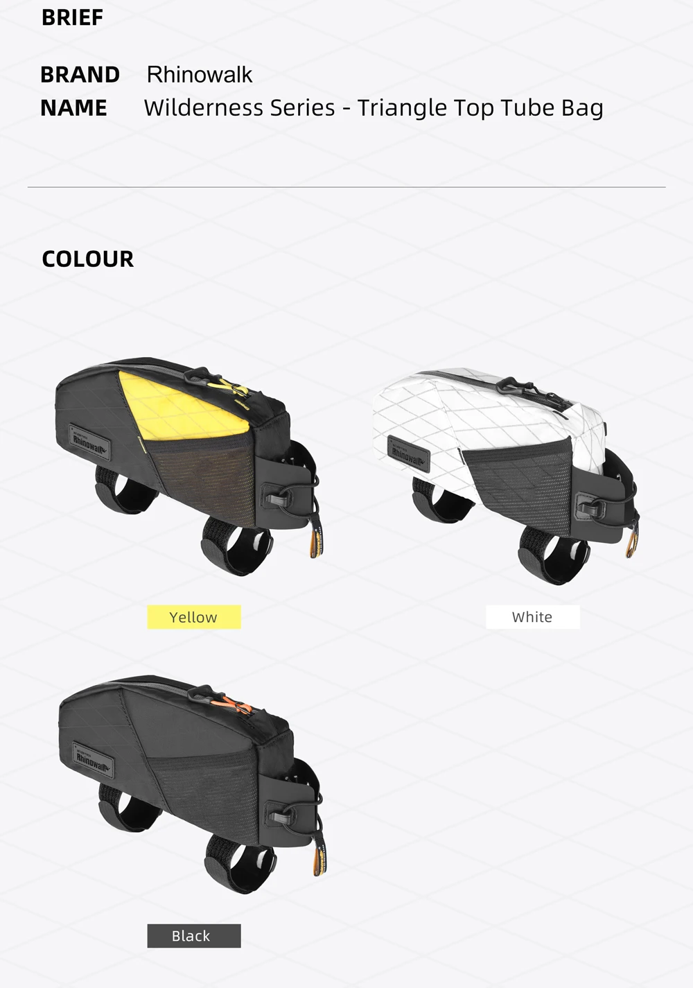 Rhinowalk Bike Top Tube Bag 1.2L/2.1L Water-Resistant Cycling Storage Luggage For MTB&Road Bike Packing Fit Larger Frame Length