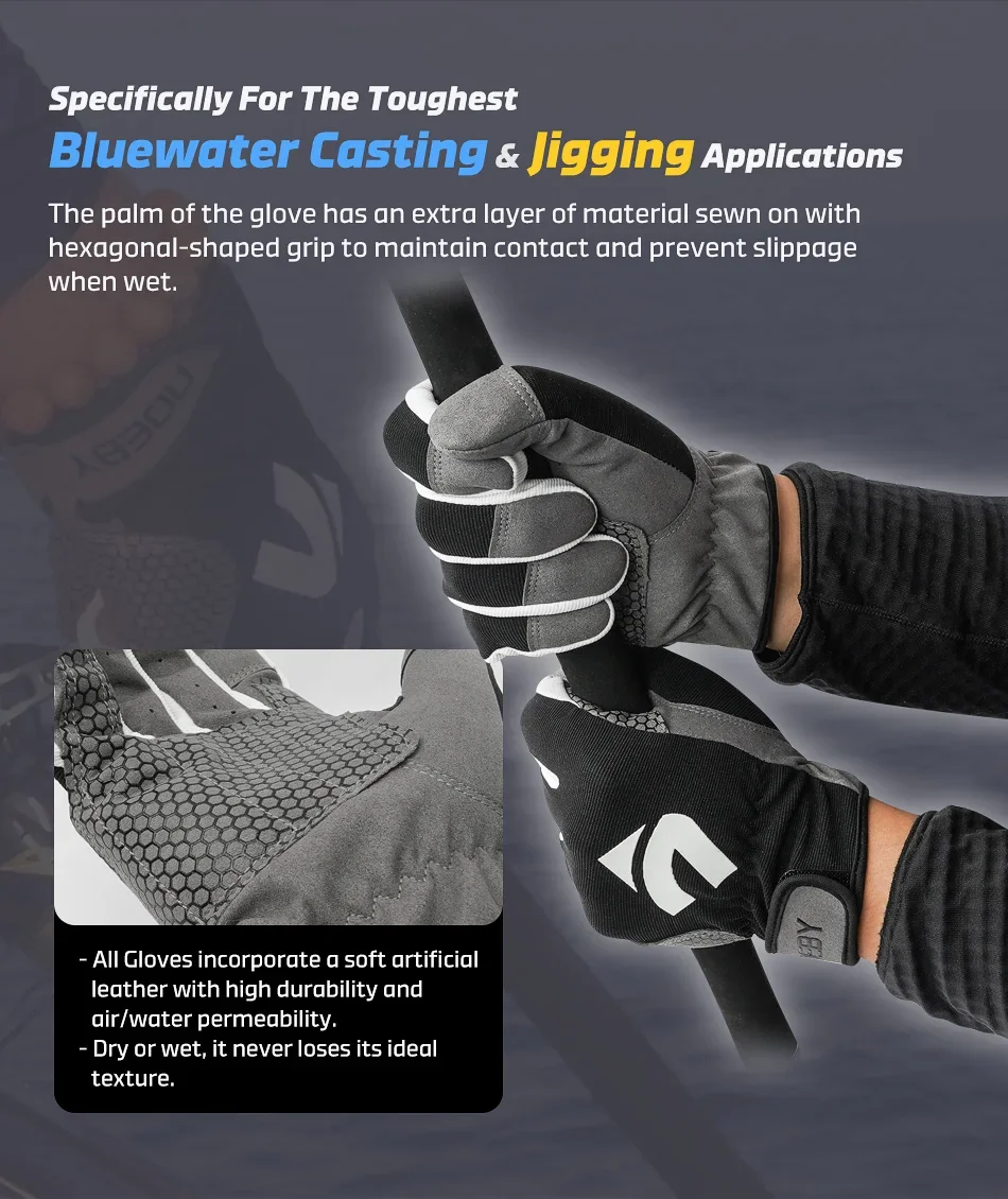 Noeby Fishing Gloves Non-slip Full Finger Cut Resistant Outdoor Anti-UV Casting Jigging Fishing Gloves Men Women Sport Tackle