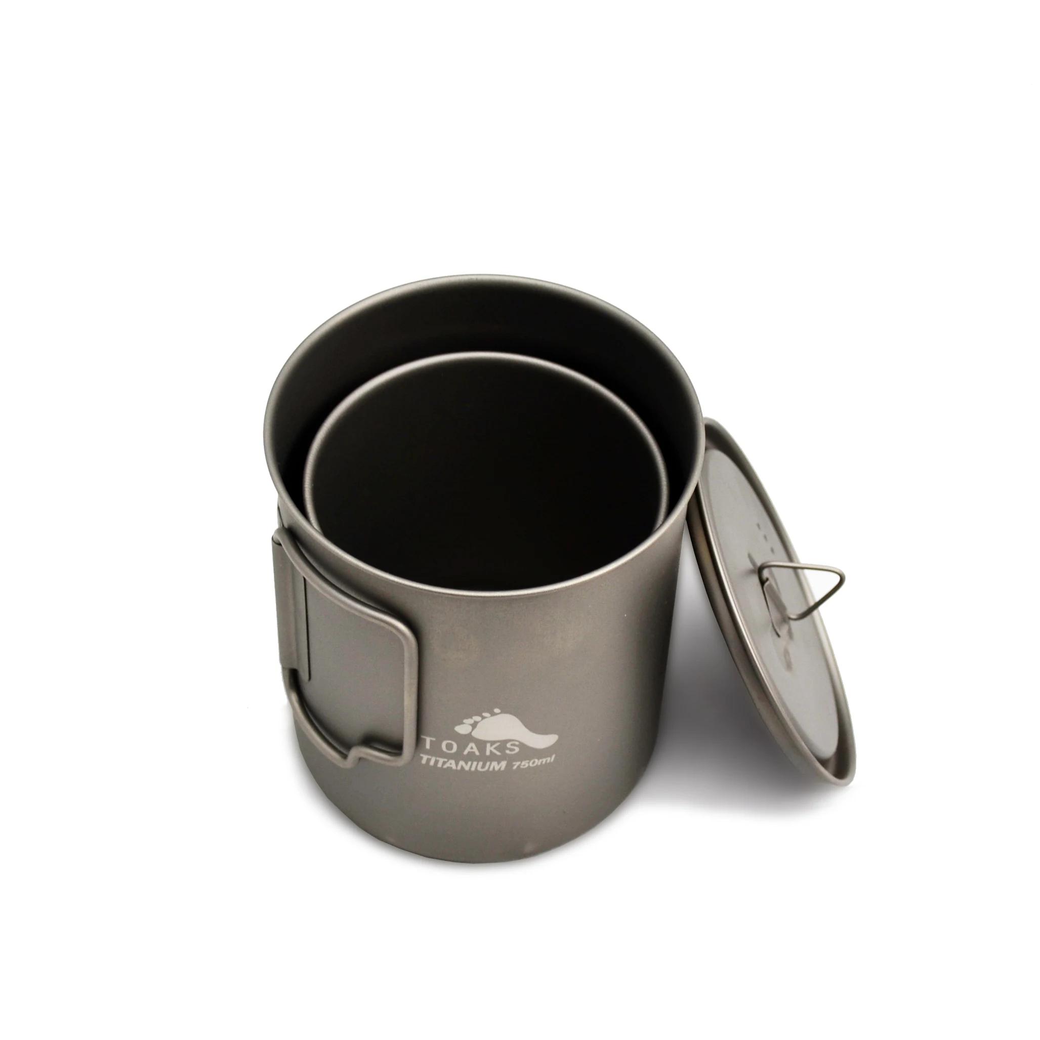TOAKS Titanium 750ml Pot and 450ml Cup (Ultralight Version) Set Titanium Outdoor Tableware Camping Mug Pot